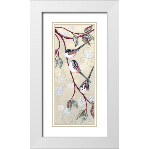 Branch Birds I White Modern Wood Framed Art Print with Double Matting by P.S. Art Studios