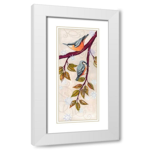 Branch Birds II White Modern Wood Framed Art Print with Double Matting by P.S. Art Studios