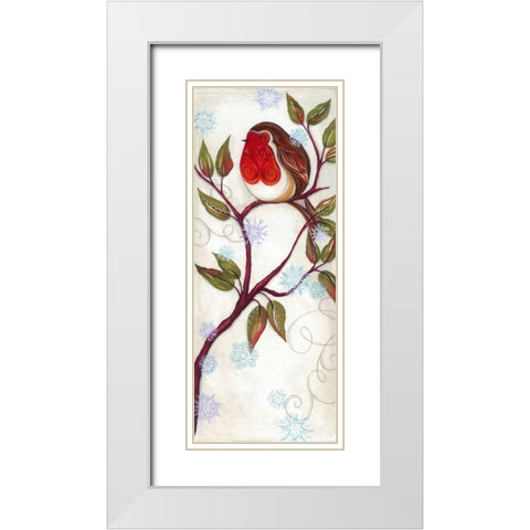Branch Birds III White Modern Wood Framed Art Print with Double Matting by P.S. Art Studios