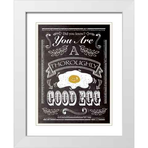 Good Egg White Modern Wood Framed Art Print with Double Matting by P.S. Art Studios