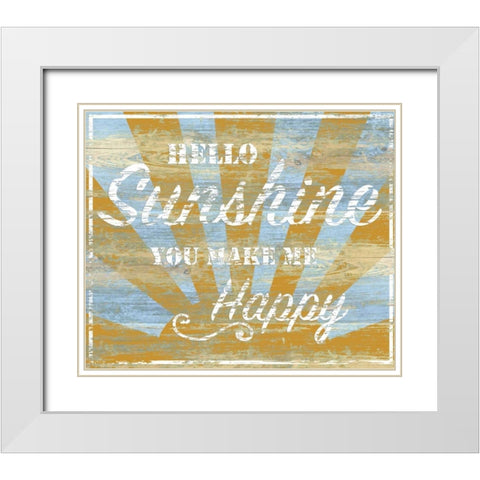 Hello Sunshine White Modern Wood Framed Art Print with Double Matting by P.S. Art Studios