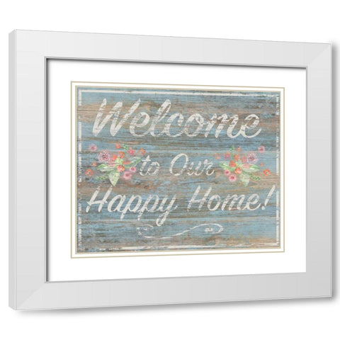 Happy Home White Modern Wood Framed Art Print with Double Matting by P.S. Art Studios