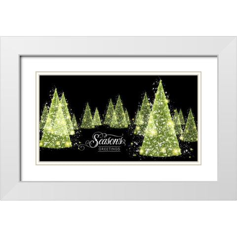 Seasons Greetings White Modern Wood Framed Art Print with Double Matting by P.S. Art Studios