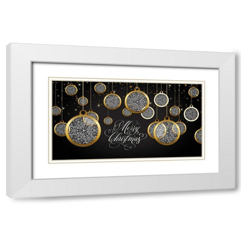 Merry Christmas White Modern Wood Framed Art Print with Double Matting by P.S. Art Studios