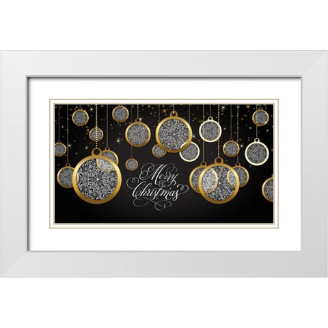 Merry Christmas White Modern Wood Framed Art Print with Double Matting by P.S. Art Studios