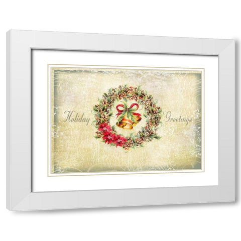Holiday Greetings White Modern Wood Framed Art Print with Double Matting by P.S. Art Studios