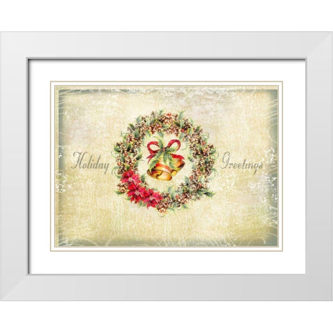 Holiday Greetings White Modern Wood Framed Art Print with Double Matting by P.S. Art Studios