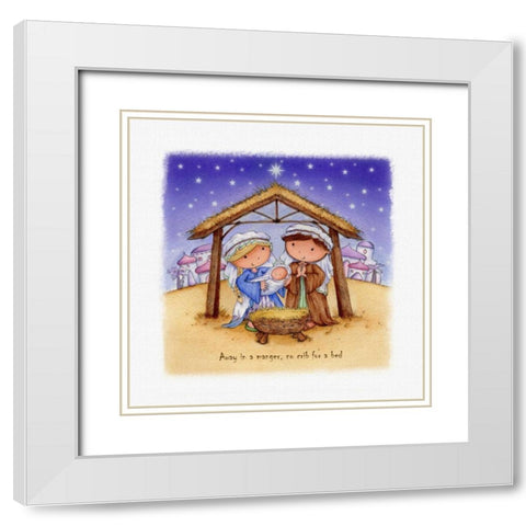 Away in a Manger White Modern Wood Framed Art Print with Double Matting by P.S. Art Studios