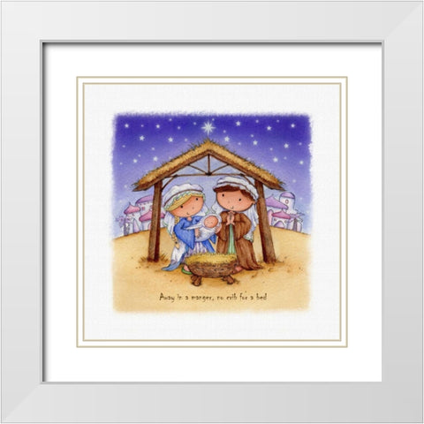 Away in a Manger White Modern Wood Framed Art Print with Double Matting by P.S. Art Studios