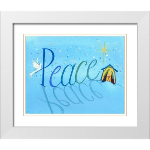 Peace White Modern Wood Framed Art Print with Double Matting by P.S. Art Studios