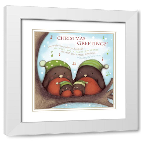 Christmas Greetings White Modern Wood Framed Art Print with Double Matting by P.S. Art Studios