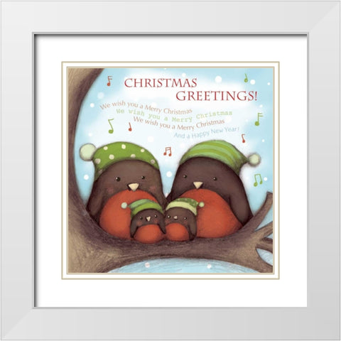 Christmas Greetings White Modern Wood Framed Art Print with Double Matting by P.S. Art Studios