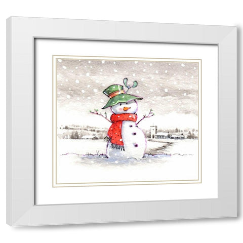 Snow Fun White Modern Wood Framed Art Print with Double Matting by P.S. Art Studios