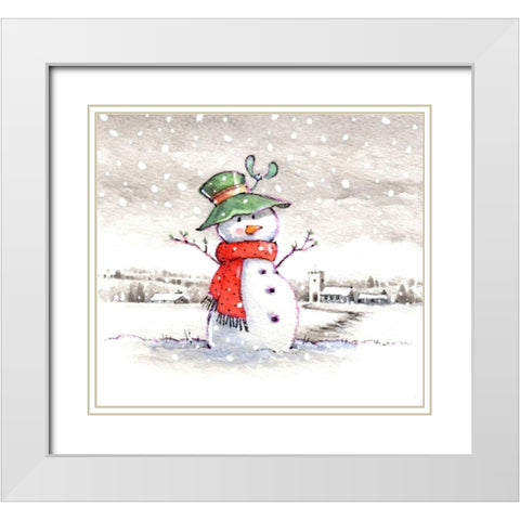 Snow Fun White Modern Wood Framed Art Print with Double Matting by P.S. Art Studios