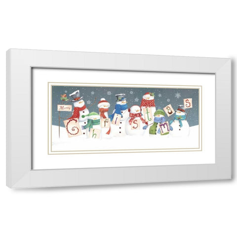 Merry Christmas White Modern Wood Framed Art Print with Double Matting by P.S. Art Studios