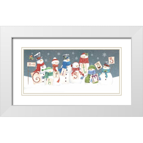 Merry Christmas White Modern Wood Framed Art Print with Double Matting by P.S. Art Studios