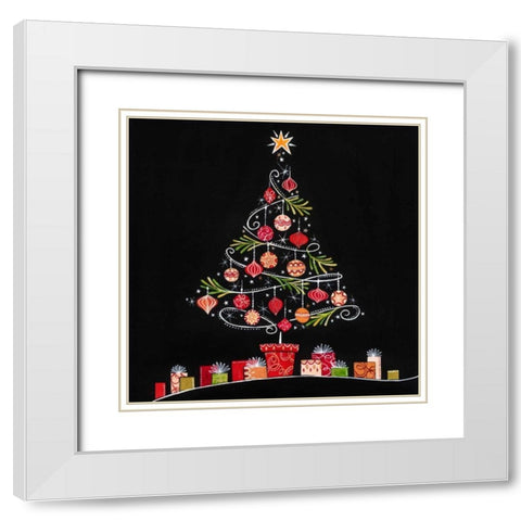 Christmas Tree White Modern Wood Framed Art Print with Double Matting by P.S. Art Studios