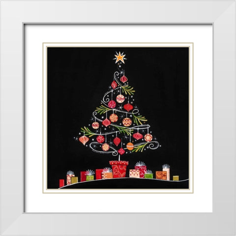 Christmas Tree White Modern Wood Framed Art Print with Double Matting by P.S. Art Studios