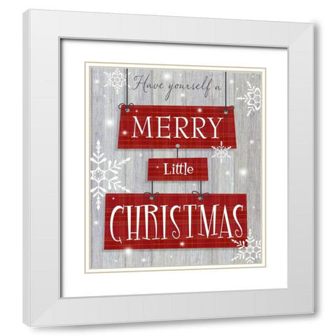 Merry Little Christmas White Modern Wood Framed Art Print with Double Matting by P.S. Art Studios