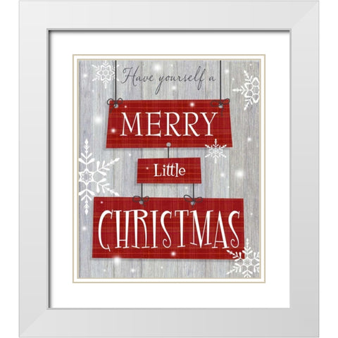 Merry Little Christmas White Modern Wood Framed Art Print with Double Matting by P.S. Art Studios