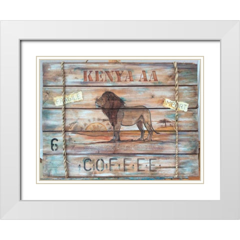 Kenya AA Coffee White Modern Wood Framed Art Print with Double Matting by P.S. Art Studios