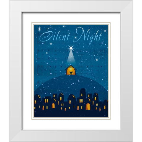 Silent Night White Modern Wood Framed Art Print with Double Matting by P.S. Art Studios