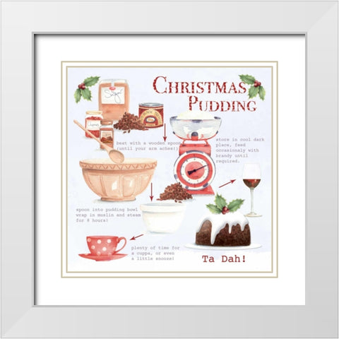 Christmas Pudding White Modern Wood Framed Art Print with Double Matting by P.S. Art Studios