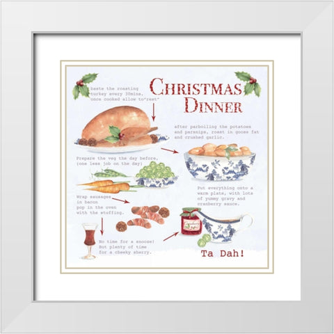 Christmas Dinner White Modern Wood Framed Art Print with Double Matting by P.S. Art Studios