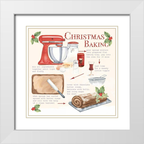 Christmas Baking White Modern Wood Framed Art Print with Double Matting by P.S. Art Studios