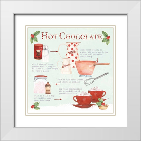 Christmas Hot Chocolate White Modern Wood Framed Art Print with Double Matting by P.S. Art Studios