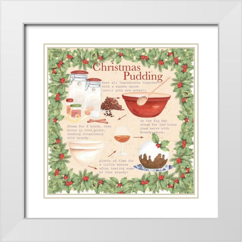 Christmas Pudding White Modern Wood Framed Art Print with Double Matting by P.S. Art Studios