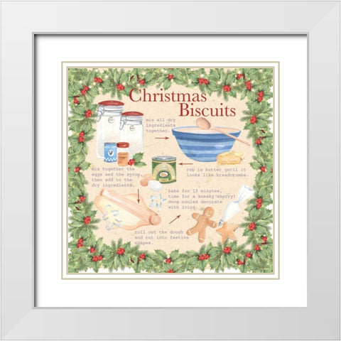 Christmas Biscuits White Modern Wood Framed Art Print with Double Matting by P.S. Art Studios