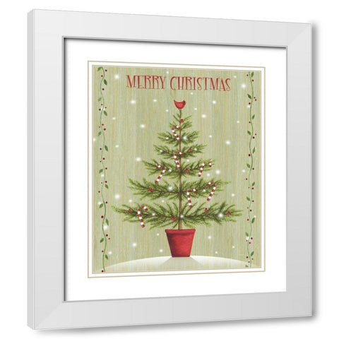 Merry Christmas White Modern Wood Framed Art Print with Double Matting by P.S. Art Studios