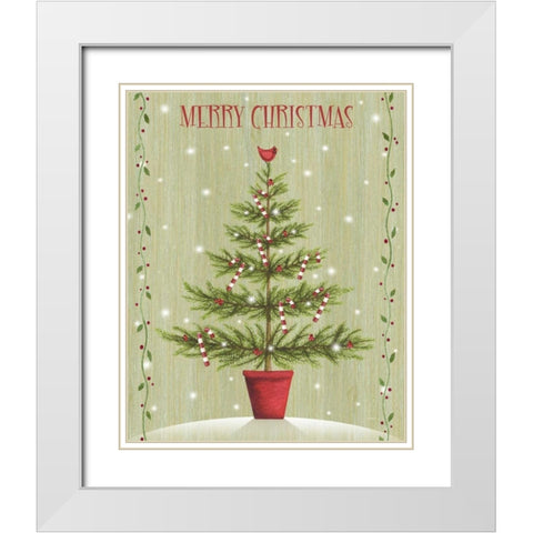 Merry Christmas White Modern Wood Framed Art Print with Double Matting by P.S. Art Studios