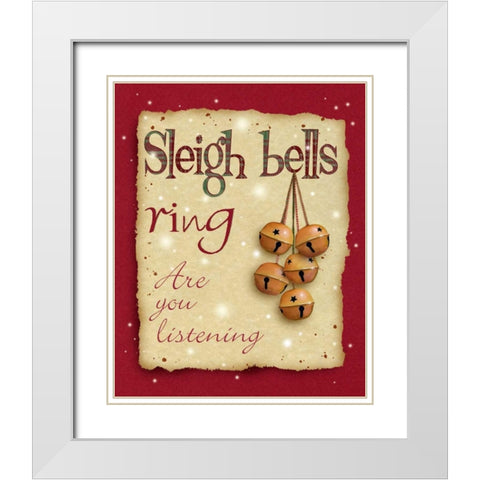 Sleigh Bells White Modern Wood Framed Art Print with Double Matting by P.S. Art Studios