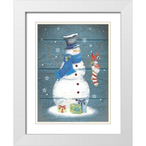 Snowman Presents White Modern Wood Framed Art Print with Double Matting by P.S. Art Studios