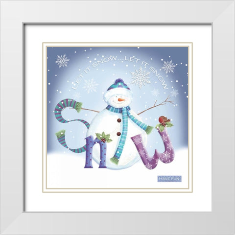 Snowman Snow White Modern Wood Framed Art Print with Double Matting by P.S. Art Studios