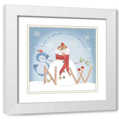 Snowman Snow White Modern Wood Framed Art Print with Double Matting by P.S. Art Studios