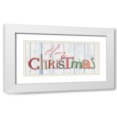 Merry Christmas White Modern Wood Framed Art Print with Double Matting by P.S. Art Studios