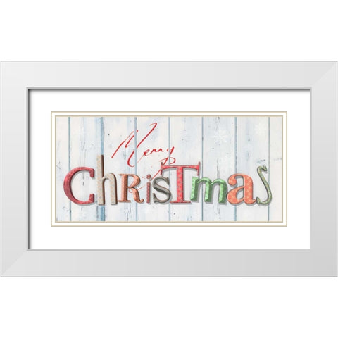 Merry Christmas White Modern Wood Framed Art Print with Double Matting by P.S. Art Studios