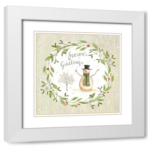 Seasons Greetings White Modern Wood Framed Art Print with Double Matting by P.S. Art Studios