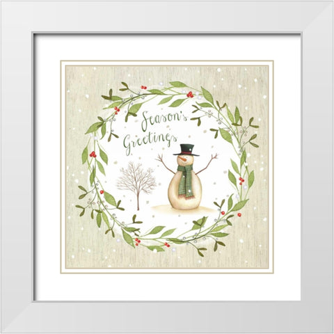 Seasons Greetings White Modern Wood Framed Art Print with Double Matting by P.S. Art Studios