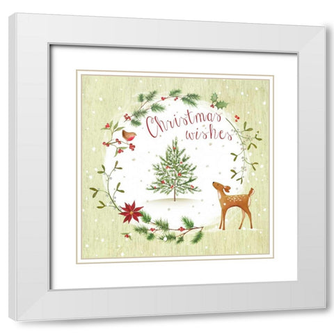 Christmas Wishes White Modern Wood Framed Art Print with Double Matting by P.S. Art Studios