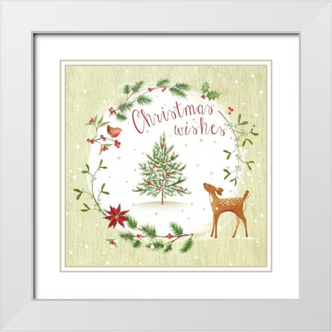 Christmas Wishes White Modern Wood Framed Art Print with Double Matting by P.S. Art Studios