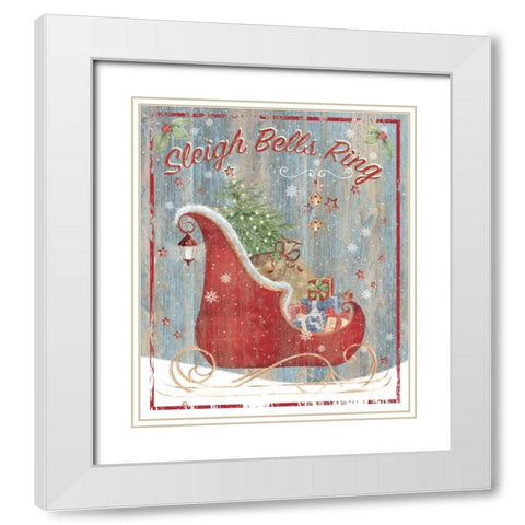 Sleigh Bells White Modern Wood Framed Art Print with Double Matting by P.S. Art Studios