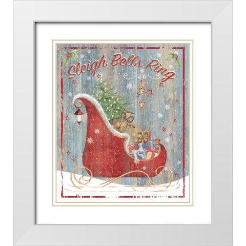 Sleigh Bells White Modern Wood Framed Art Print with Double Matting by P.S. Art Studios