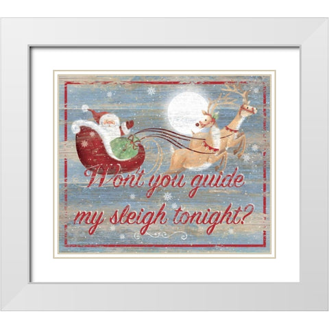 Guide My Sleigh White Modern Wood Framed Art Print with Double Matting by P.S. Art Studios