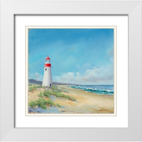 Lighthouse White Modern Wood Framed Art Print with Double Matting by P.S. Art Studios