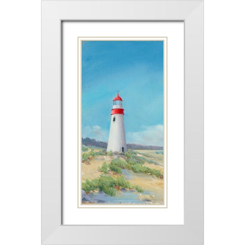 Lighthouse Tall White Modern Wood Framed Art Print with Double Matting by P.S. Art Studios