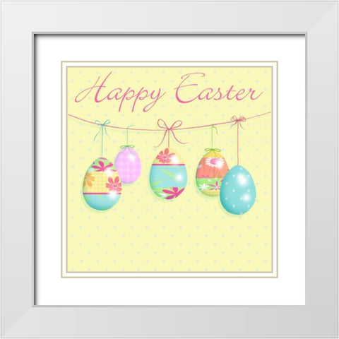 Happy Easter White Modern Wood Framed Art Print with Double Matting by P.S. Art Studios